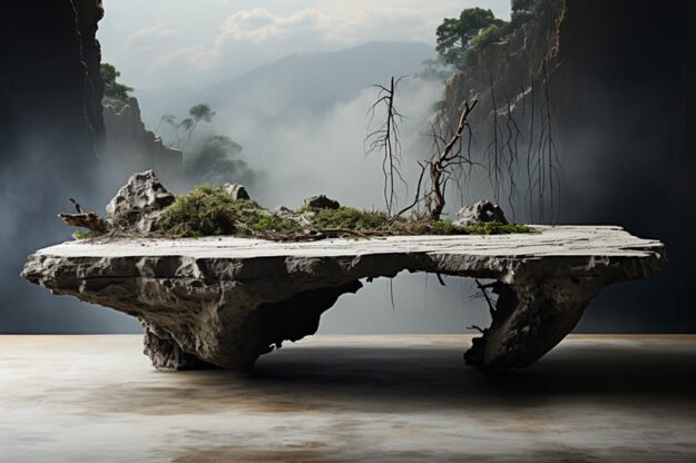 Natural Stone and Wood Table