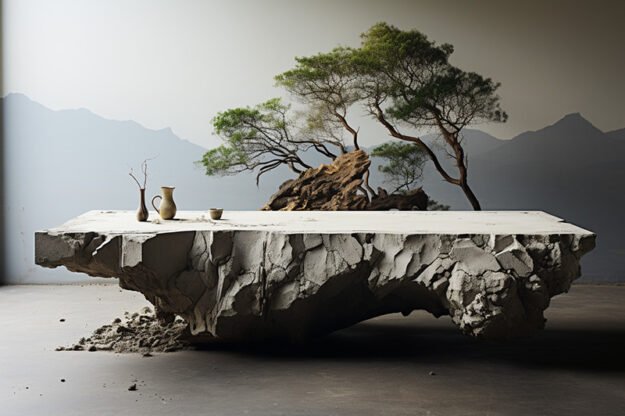 Natural Stone and Wood Table: A Timeless Fusion of Nature and Elegance
