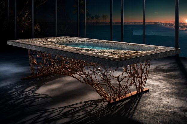 Natural Stone and Wood Table