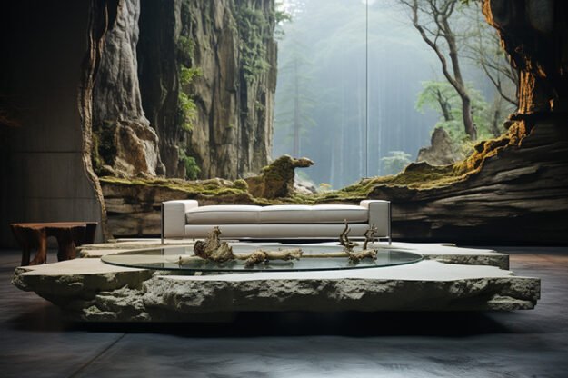 Natural Stone and Wood Table: Elevate Your Living Space