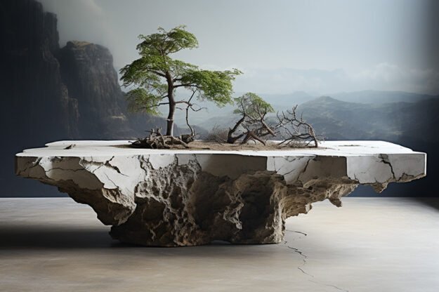 Natural Stone and Wood Table