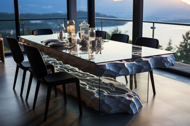 Natural Stone and Wood Table