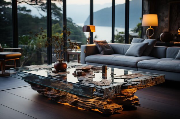 Discover the Allure of Our Natural Stone and Wood Table