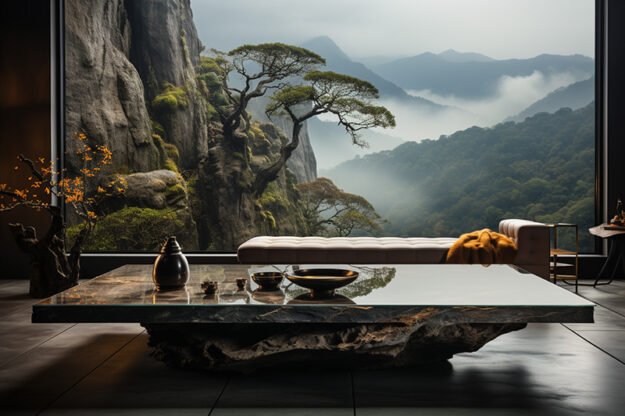 Natural Stone and Wood Table: Elevate Your Space Elegantly