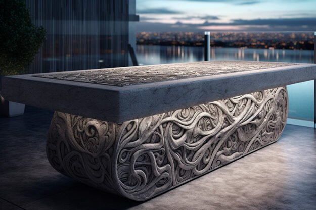 Natural Stone and Wood Table