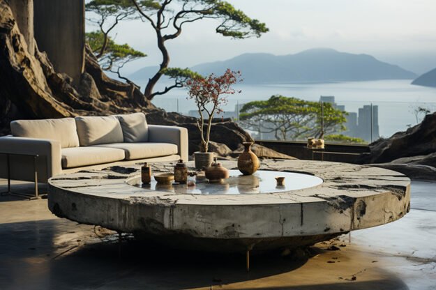 Natural Stone and Wood Table: Elevate Your Space with Timeless Elegance