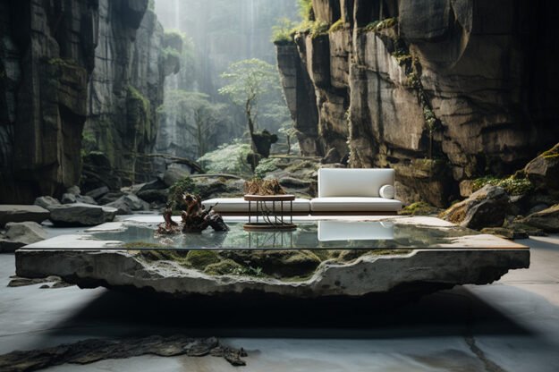 Exquisite Natural Stone and Wood Table: A Masterpiece of Nature’s Elegance