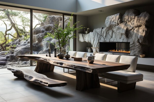 Natural Stone and Wood Table: Elevate Your Space