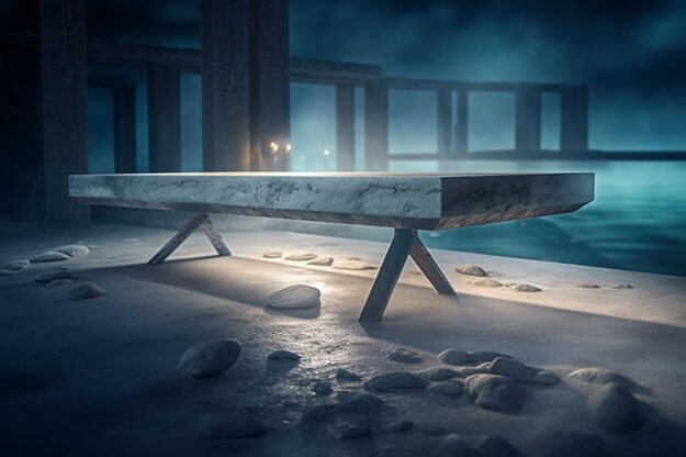 Natural Stone and Wood Table
