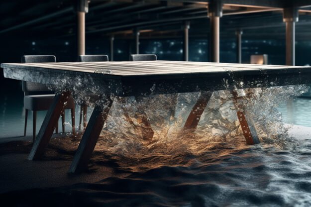 Natural Stone and Wood Table -