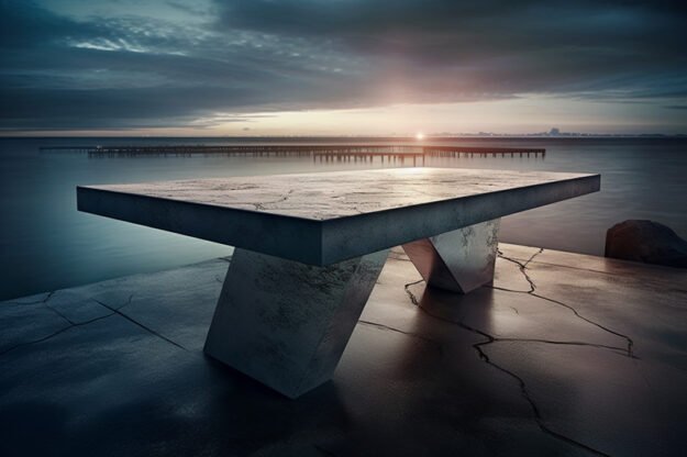 Natural Stone and Wood Table