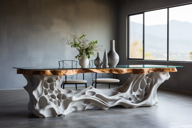 Natural Stone and Wood Table: Elevate Your Space with Artistic Elegance