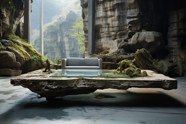 Natural Stone and Wood Table: Elevate Your Living Space