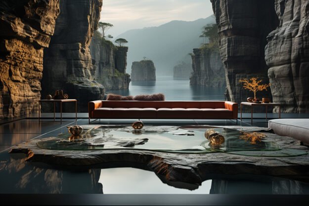 Natural Stone and Wood Table: A Testament to Nature's Elegance