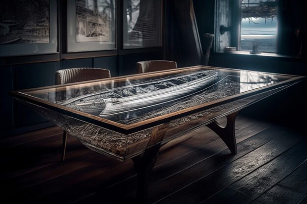 Natural Stone and Wood Table