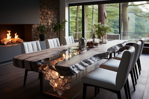 Natural Stone and Wood Table: Elevate Your Dining Experience