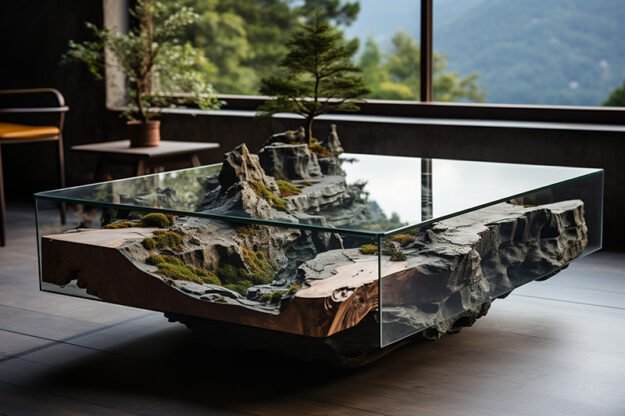 Natural Stone and Wood Table: Elevate Your Space with Timeless Elegance