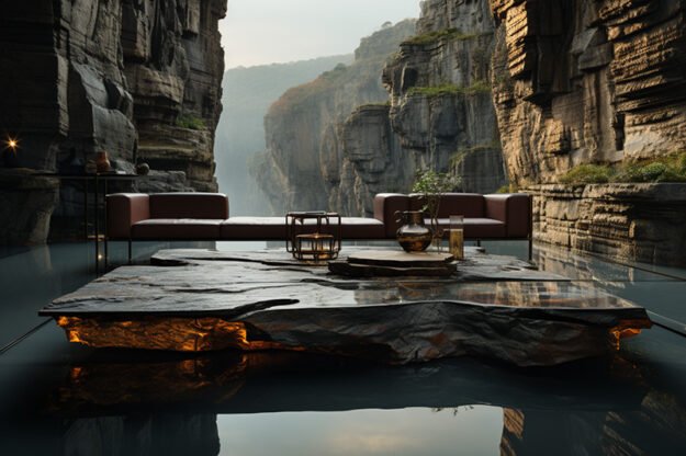 Natural Stone and Wood Table: Elevate Your Space with Timeless Elegance