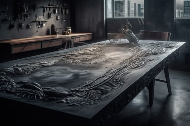Natural Stone and Wood Table