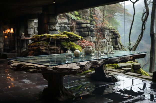 Natural Stone and Wood Table: Elevate Your Space with Timeless Elegance