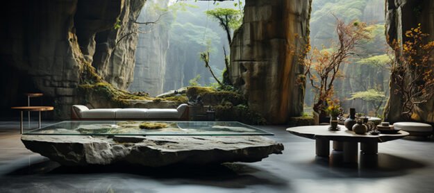 Natural Stone and Wood Table: Elevate Your Space with Timeless Elegance