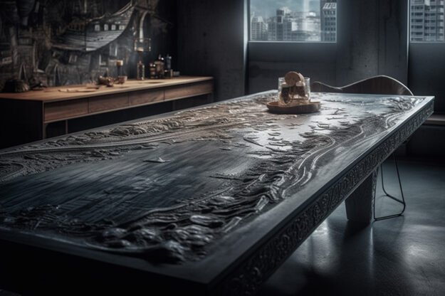 Natural Stone and Wood Table