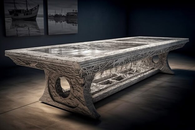 Natural Stone and Wood Table