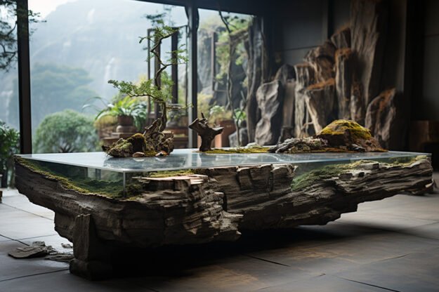 Natural Stone and Wood Table: Elevate Your Space with Timeless Elegance