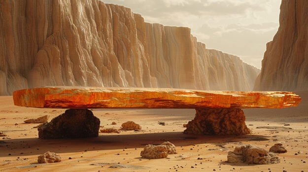 Natural Stone and Wood Table