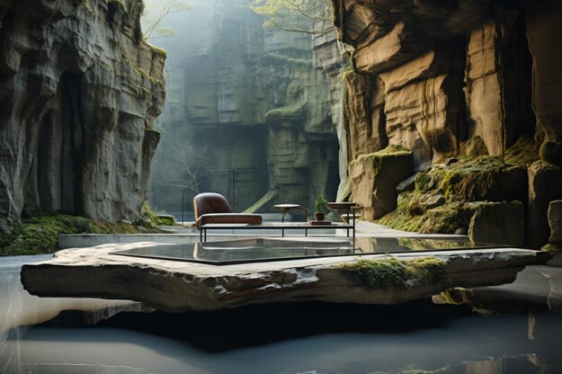 Natural Stone and Wood Table – Elevate Your Living Space