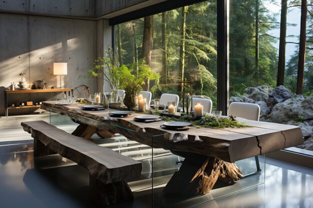 Natural Stone and Wood Table: Experience Luxury Living
