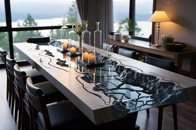 Natural Stone and Wood Table
