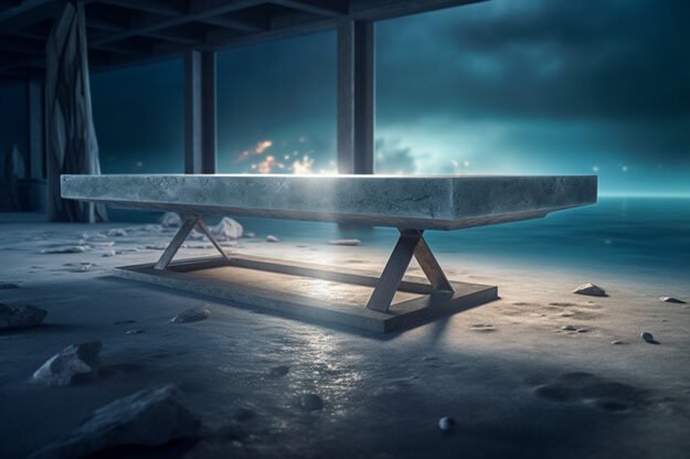 Natural Stone and Wood Table