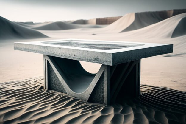 Natural Stone and Wood Table