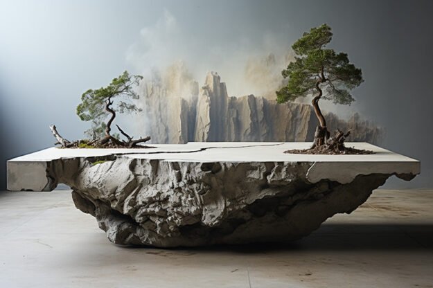 Natural Stone and Wood Table