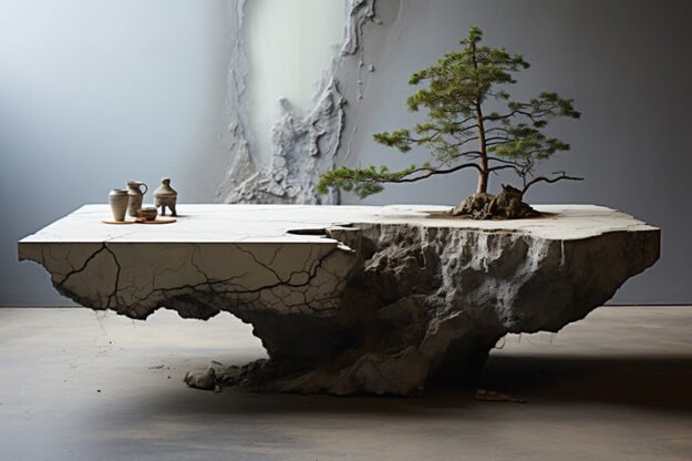 Natural Stone and Wood Table: Elevate Your Space with Timeless Elegance