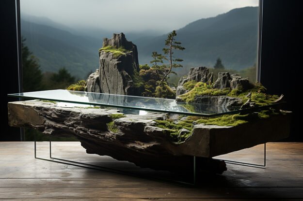 Natural Stone and Wood Table: Elevate Your Space with Timeless Elegance