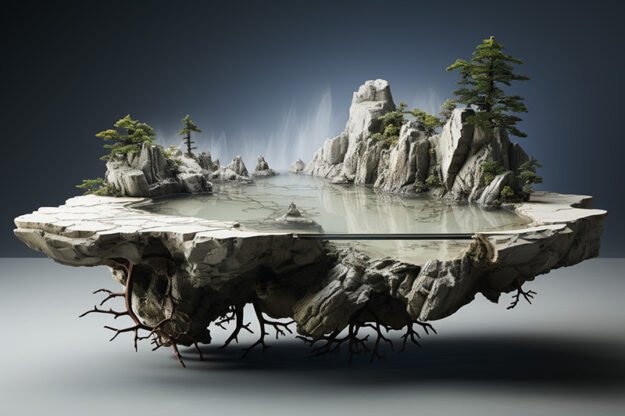 Natural Stone and Wood Table