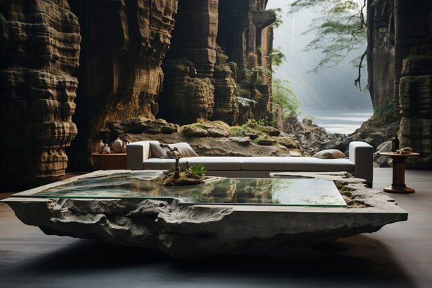 Discover the Elegance of a Natural Stone and Wood Table