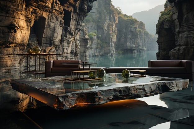 Natural Stone and Wood Table: Elevate Your Space with Timeless Beauty