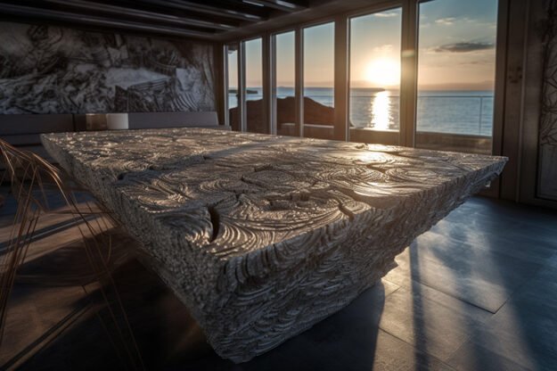 Natural Stone and Wood Table