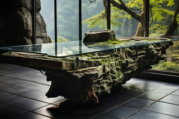 Natural Stone and Wood Table: Elevate Your Space with Timeless Elegance