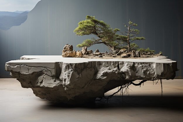 Natural Stone and Wood Table: A Statement of Elegance and Nature