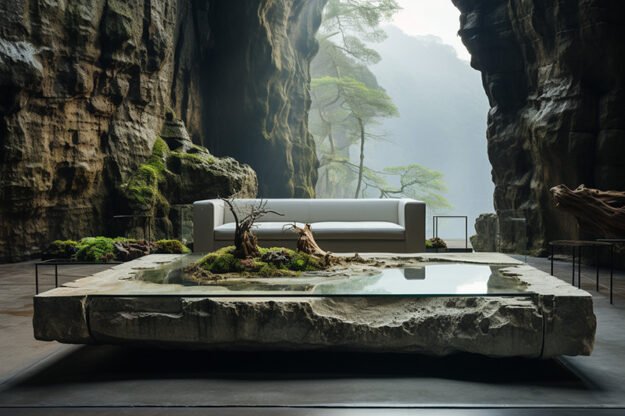 Natural Stone and Wood Table: Elevate Your Space with Timeless Elegance