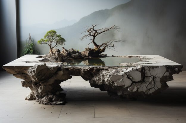Natural Stone and Wood Table: A Statement Piece for Luxurious Living