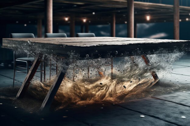 Natural Stone and Wood Table