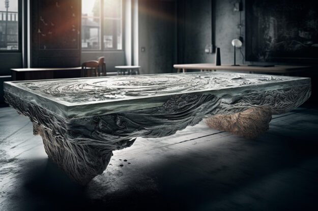 Natural Stone and Wood Table