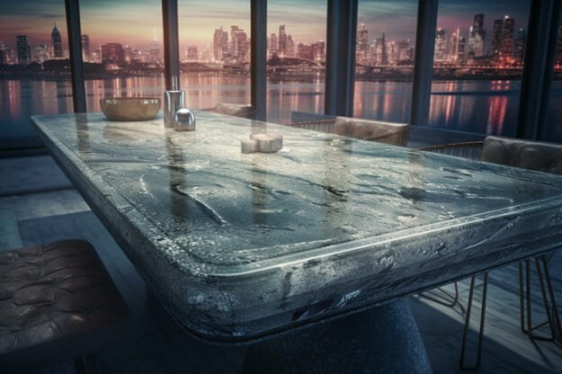 Natural Stone and Wood Table