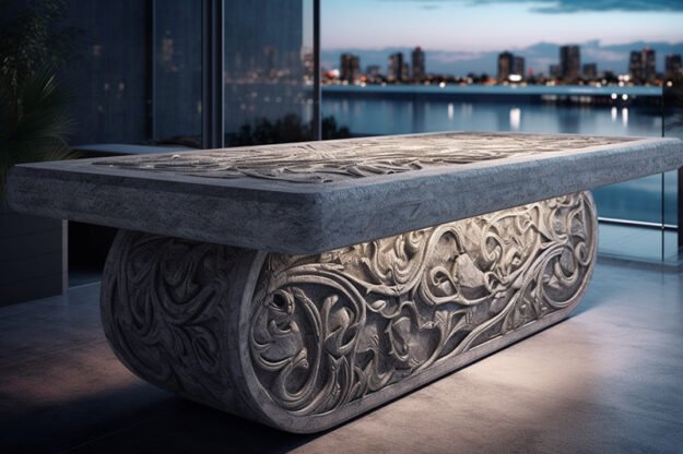 Natural Stone and Wood Table