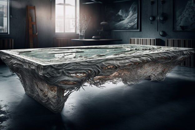 Natural Stone and Wood Table